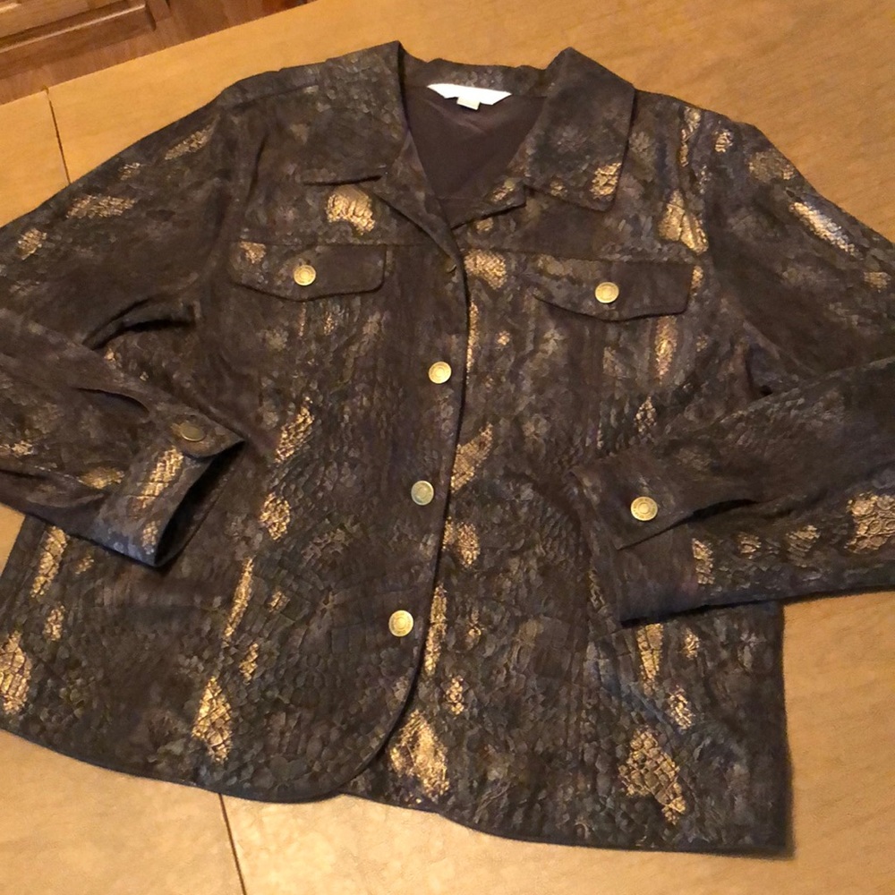 Lightweight Faux Alligator Print Blazer Jacket L